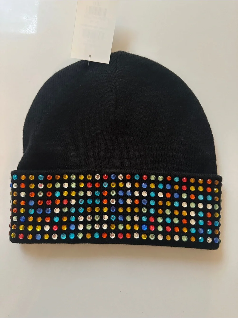 Kurt Geiger London Cuffed Rhinestone Beanie - Womens - new